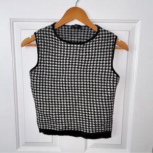 Italian Bogner Cashmere and Virgin Wool Houndstooth Check Crop Top Size XXS